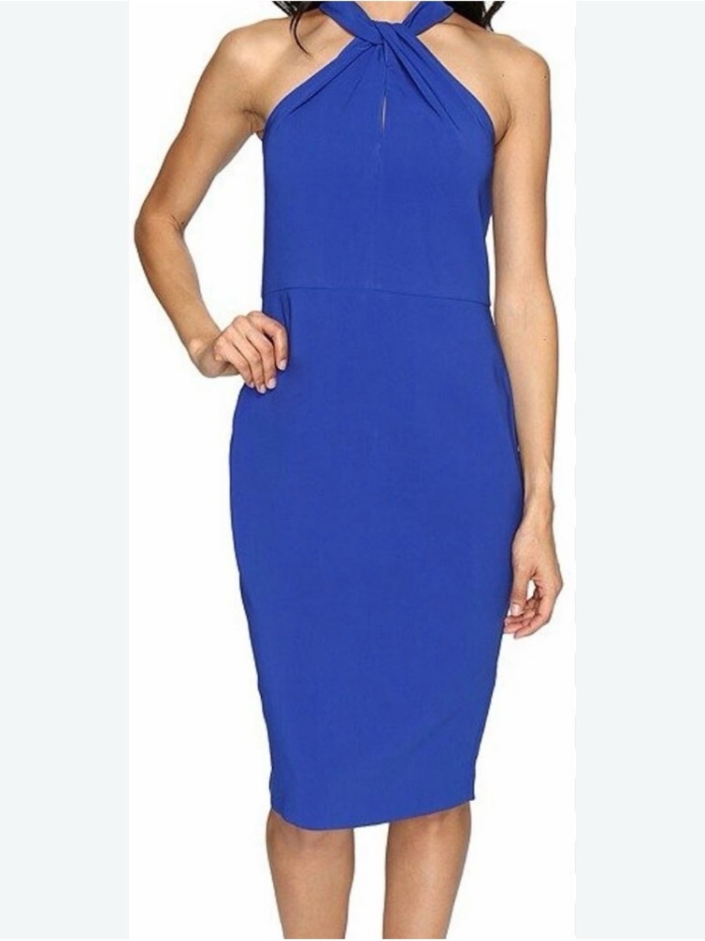 Just...Taylor Royal Blue Halter Midi Sheath Dress